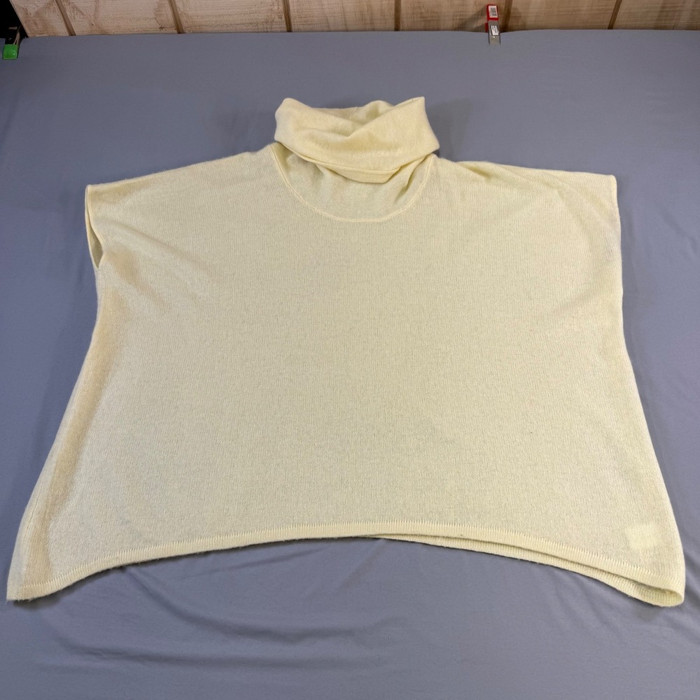 Pure Collection 100% Cashmere Cowl Neck Poncho Sweater Cream Yellow Medium